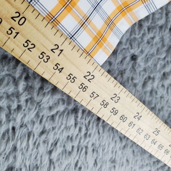 Saks Fifth Avenue Shirt Mens Large Yellow Plaid Button-Up Long Sleeve Cotton - Picture 6 of 9